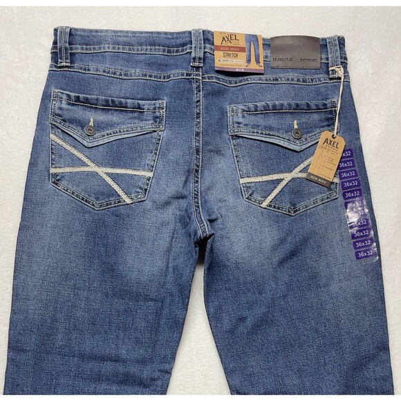 T.K. Axel Slim Boot Men's Stretch Blue Denim Jeans Size 36x32 - Picture 3 of 15